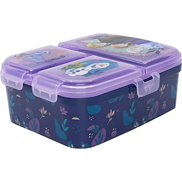 Lunchbox für Kinder mit 4 Fächern aus Kunststoff verschiedene Motive die Eiskönigin – Bild 2
