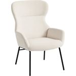 HOMCOM Relaxsessel Ohrensessel Wohnzimmer Sessel mit hoher Rückenlehne, Stahlbeine (Polstersessel mit Leinenoptik, 1-St, Stahlbeine Polstersessel mit Leinenoptik), Lesesessel für Schlafzimmer Cremeweiß