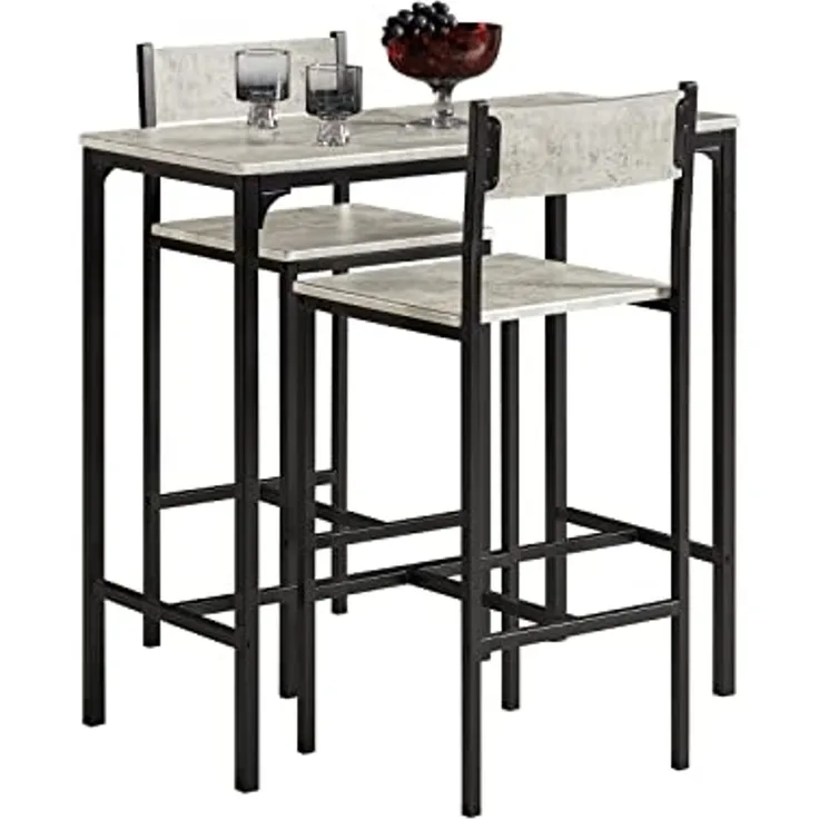 SoBuy Bartisch OGT03, Bartisch Set 3-teilig Esstisch Bistrotisch Balkonmöbel Bistromöbel