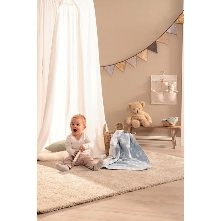Babydecke Babydecke Lovely Elephants, Biederlack, Babydecke Lovely Elephants mit kleinen Elefanten – Bild 3