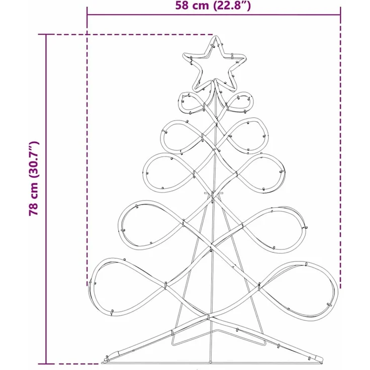 vidaXL Lichterbaum in Weihnachtsbaumform Mehrfarbig 58 x 78 cm PVC 42018958 – Bild 12