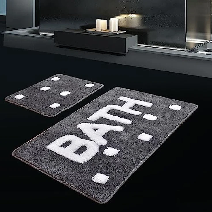 Badezimmerteppich-Set, 2-teilig, Design Bath, Dunkelgrau – Bild 3