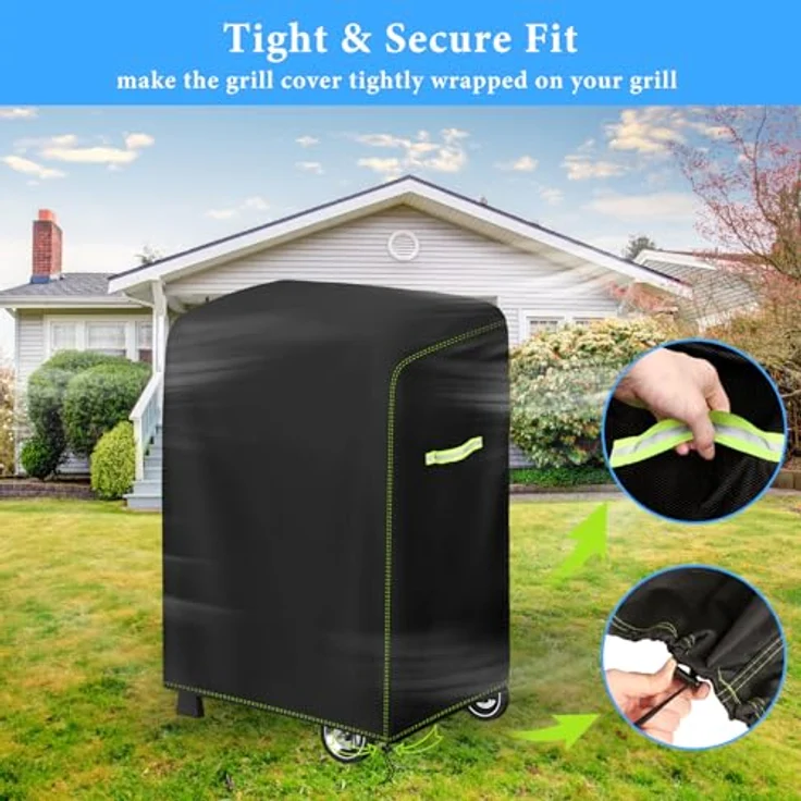 Grill Abdeckhaube, VDISRR Wetterfest Grillabdeckung, 420D Oxford Gasgrill Abdeckplane, Wasserdicht Grill Schutzhülle, 77 x 70 x 110 cm, für 2 Brenner Gasgrill mit Klappbarer Seitenablage – Bild 6