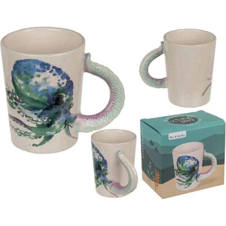 Tasse ca. 300 ml im 3D Design Meereswelt mit verschiedenen Motiven Kaffeetasse Oktopus