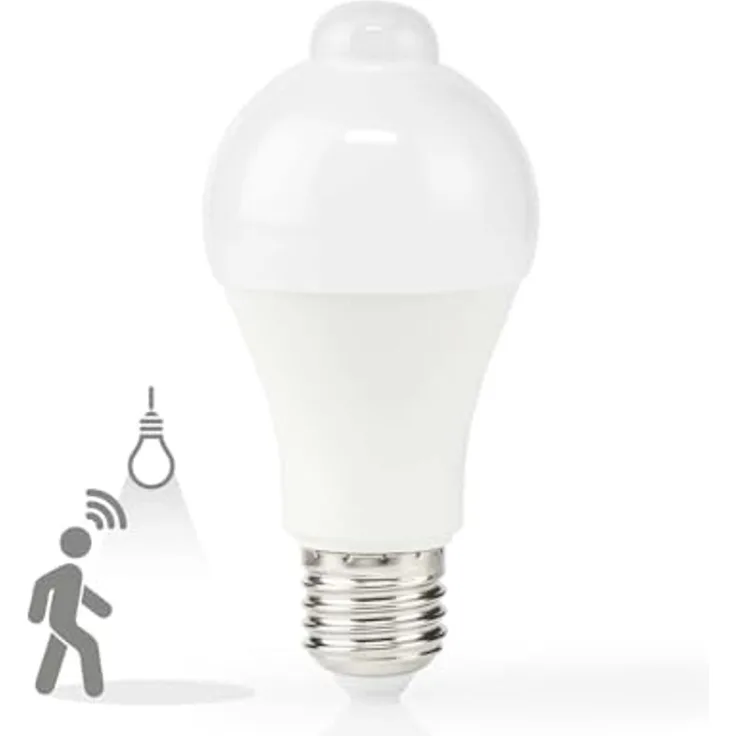 Nedis Smarte LED-Leuchte LBPE27A602, Eingang und Treppe, Licht bei Bewegung, warmweiß und hell und auch und, Weiss, Eingang und Treppe, Licht bei Bewegung, warmweiß und hell und auch und