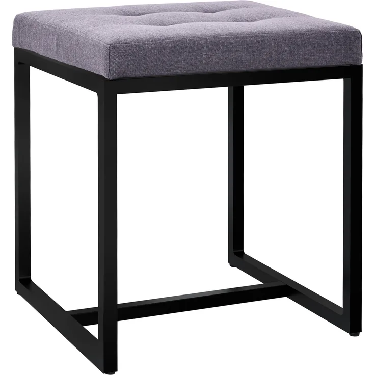 CLP Sitzhocker Barci mit Polsterung und schwarzem Eisengestell,dunkelgrau Stoff