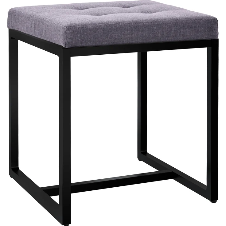 CLP Sitzhocker Barci mit Polsterung und schwarzem Eisengestell,dunkelgrau Stoff – Bild 1