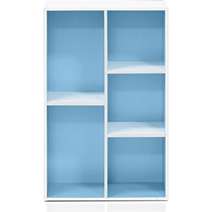 Furinno offenes Bücherregal mit 5 Fächern, holz, Weiß/Hellblau, 49. 5x23. 9x80 cm – Bild 5