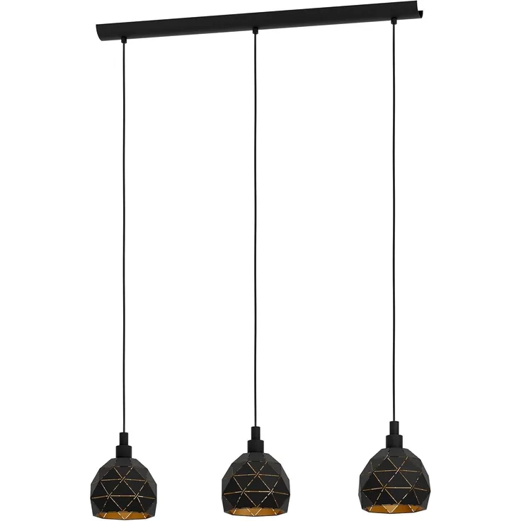 Eglo 97846 Pendelleuchte ROCCAFORTE E14 3X40W schwarz, gold E14 L:75cm B:17cm H:110cm dimmbar