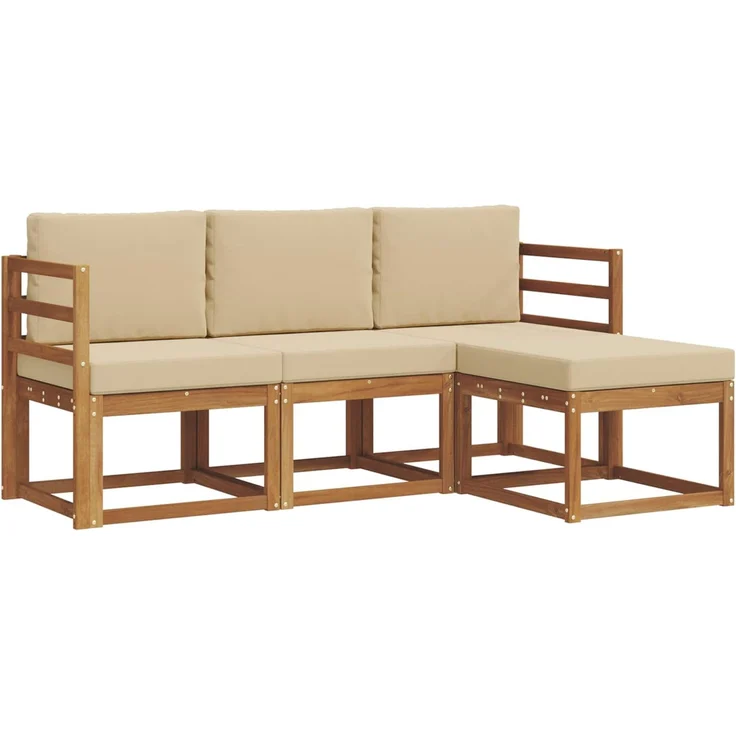 vidaXL Outdoor-Sofagarnitur 4 stk. 3-Sitzer Natur und Beige 3366206 – Bild 2
