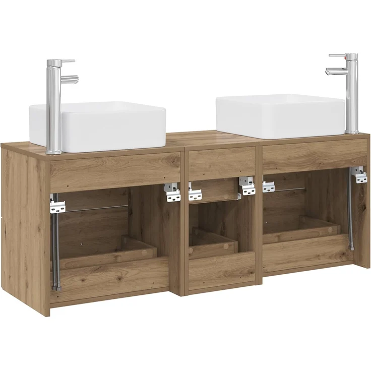 vidaXL Badezimmerschrank-Set 3 stk. Artisan-Eiche 129 x 41 x 80 cm 3405834 – Bild 7