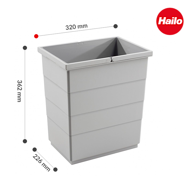 Hailo Inneneimer 1122239 hellgrau 20 L hoher Boden mit Deckel – Bild 3
