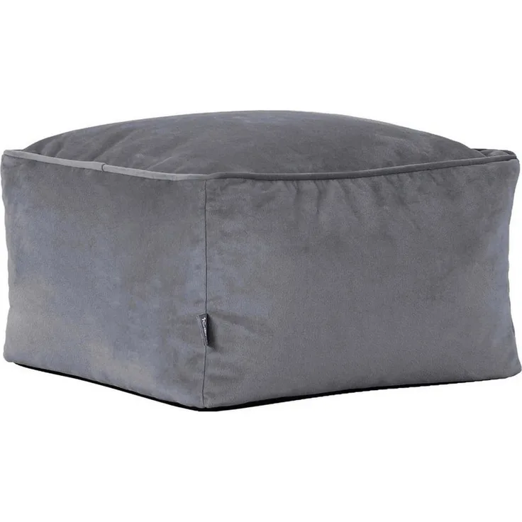 Icon Amara Hocker, Dunkelgrau, Flauschiger Samt Stoff, Samt Sitzsack, Sitzpuff Hocker mit Füllung, Fußhocker für das Wohnzimmer, Deko Wohnzimmer