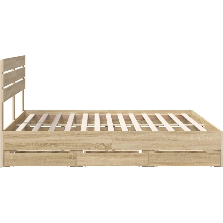 vidaXL Bettrahmen Sonoma-Eiche 200 x 200 cm Ingenieurs Holz 3411480 – Bild 9