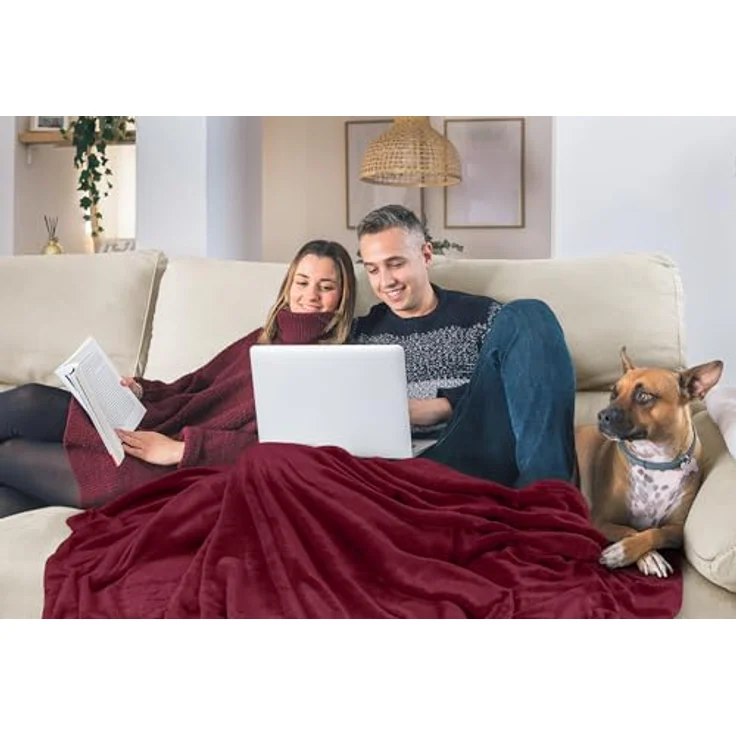 Utopia Bedding Fleecedecke Leichte Decke für Bett, Couch oder Sofa, Geeignet für alle Jahreszeiten [152x127 cm, Burgunder] – Bild 8