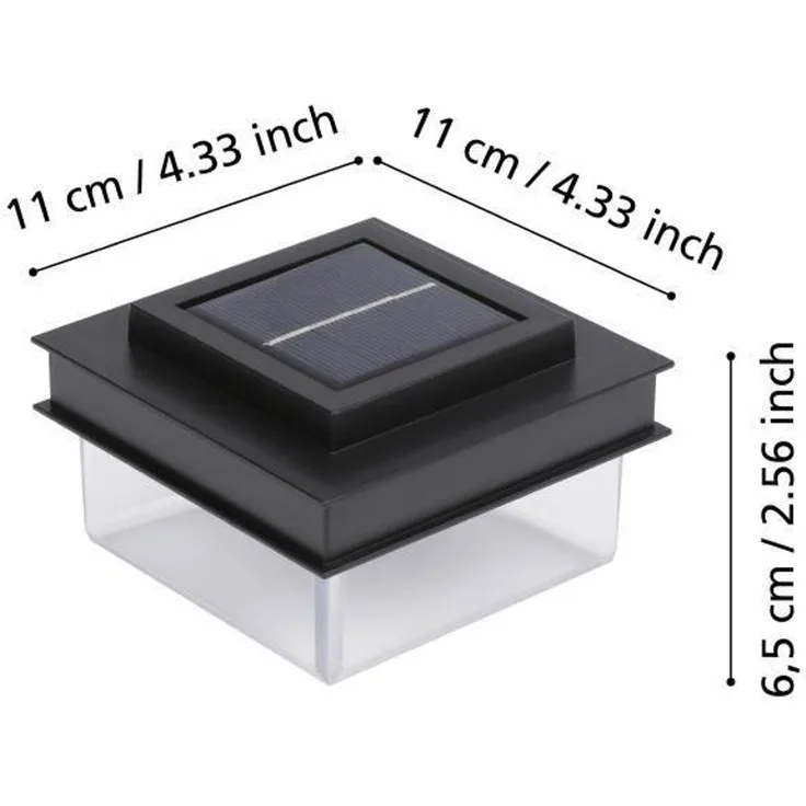 Eglo 48839 Solarleuchte Z_SOLAR schwarz LED 8X0,5W L:11cm B:11cm H:6. 6cm mit Schalter ein/aus