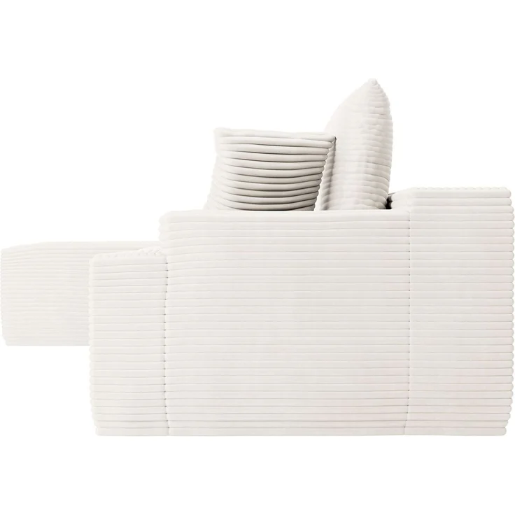 Juskys Sofa Coredo - modernes Cord Sofa mit Ottomane links, gemütliche Couch mit Schaumstoffpolsterung, Cordbezug & Kissen, modular - Creme – Bild 8