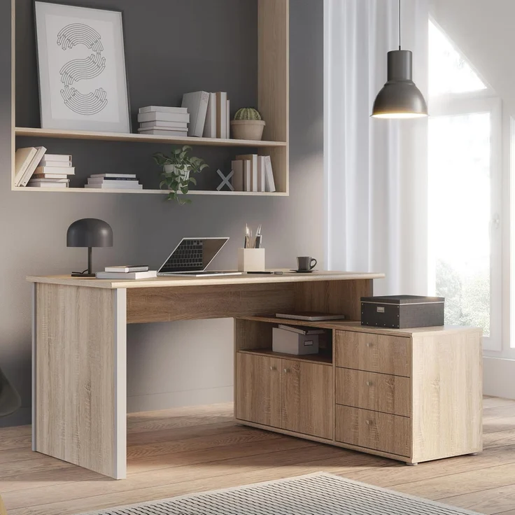 Forte Schreibtisch TEMPRA 2 - Büro in Sonoma Eiche (D30F)-Grey (A11) – Bild 1