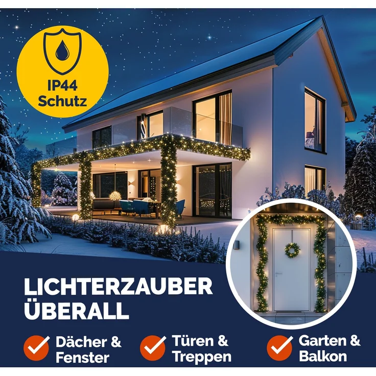 Casaria 2er Set Weihnachtsgirlande 100LEDs mit Fernbedienung – Bild 5
