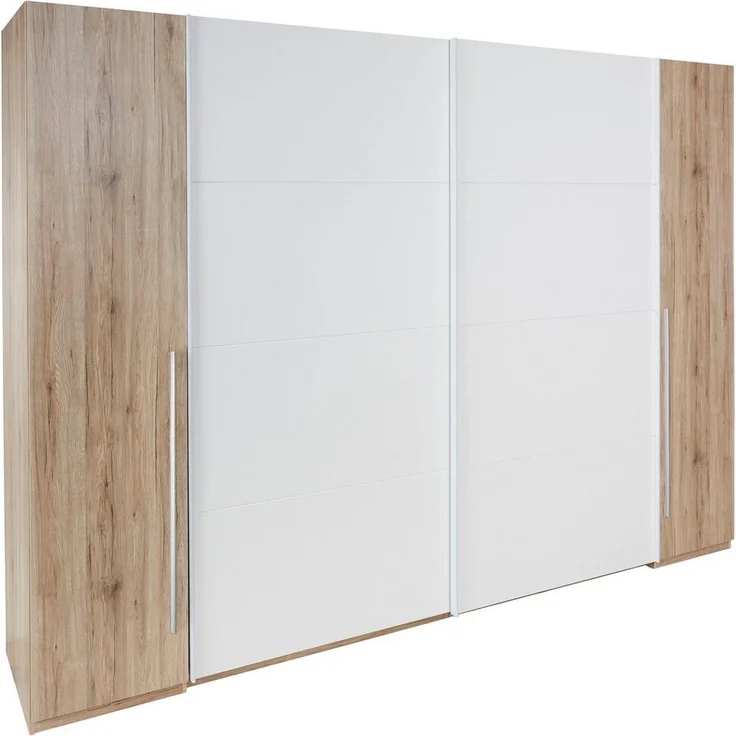 Schwebetürenschrank Marten 2 / Match 2 , Holzwerkstoff , Weiß, Holzfarben , 315 x 225 x 61 cm – Bild 1