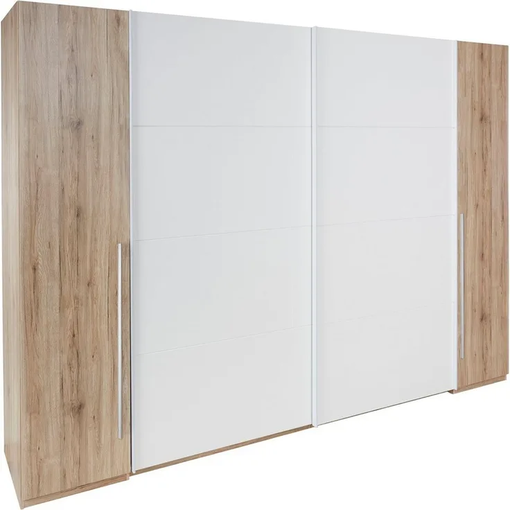 Schwebetürenschrank Marten 2 / Match 2 , Holzwerkstoff , Weiß, Holzfarben , 315 x 225 x 61 cm