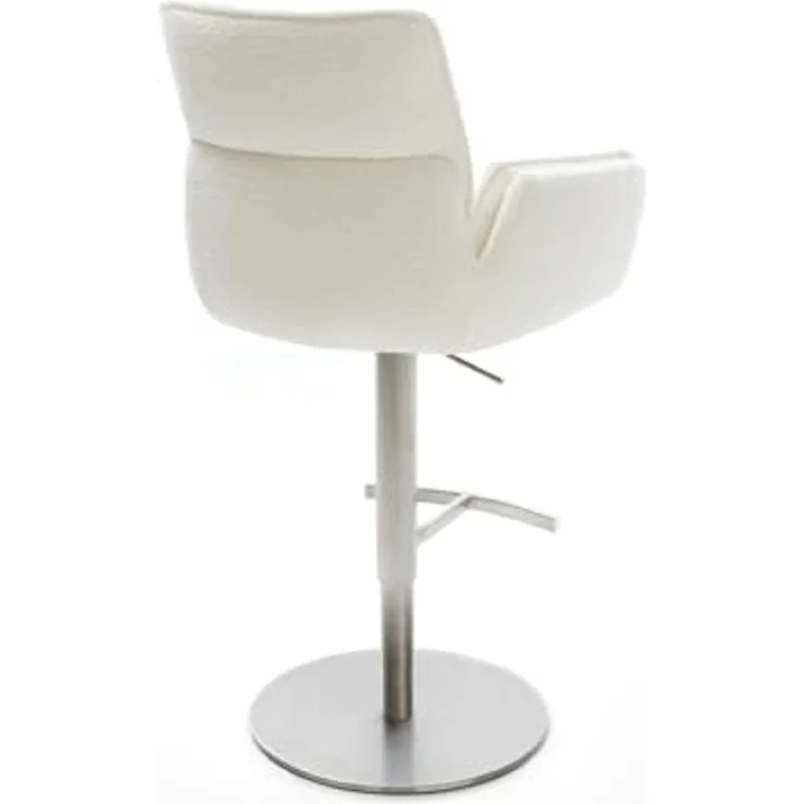 Barstuhl Nela-Flex Bouclé Soft Beige Drehfuß höhenverstellbar Edelstahl Silberfarben – Bild 6