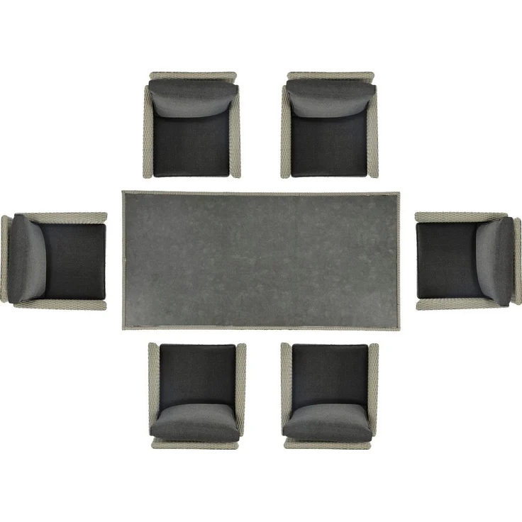 KONIFERA Garten-Essgruppe Amsterdam, (Set, 19-tlg, 6x Sessel, 6x Sitzauflagen, 6x Rückenauflagen, 1x Tisch), bestehend aus 6 Sesseln, 12 Sitz- und Rückenkissen und 1 Tisch – Bild 2