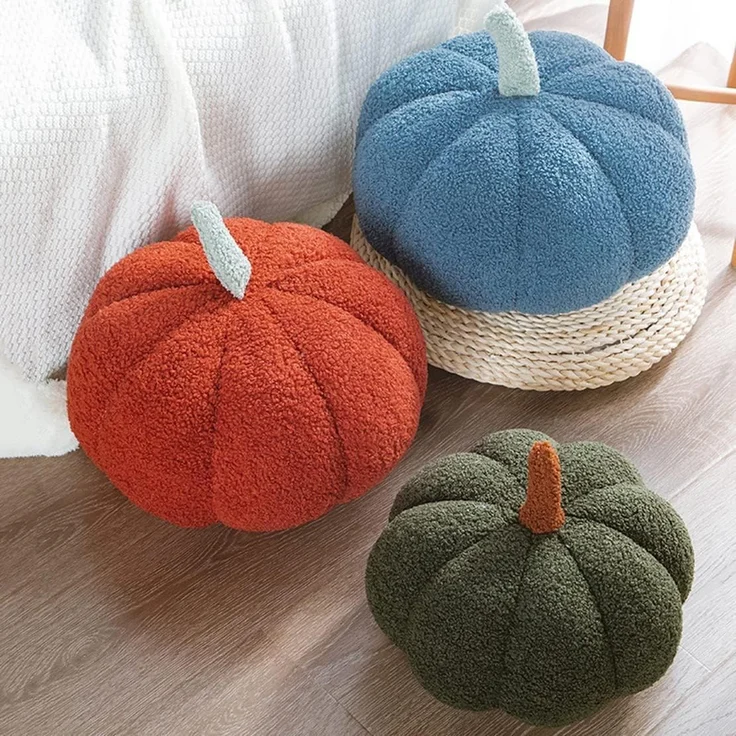 3D Kürbis Kissen 28 cm Plüsch Sofa Cushion, Rot, Einzeln, Herbstliche Couch-Dekoration – Bild 3