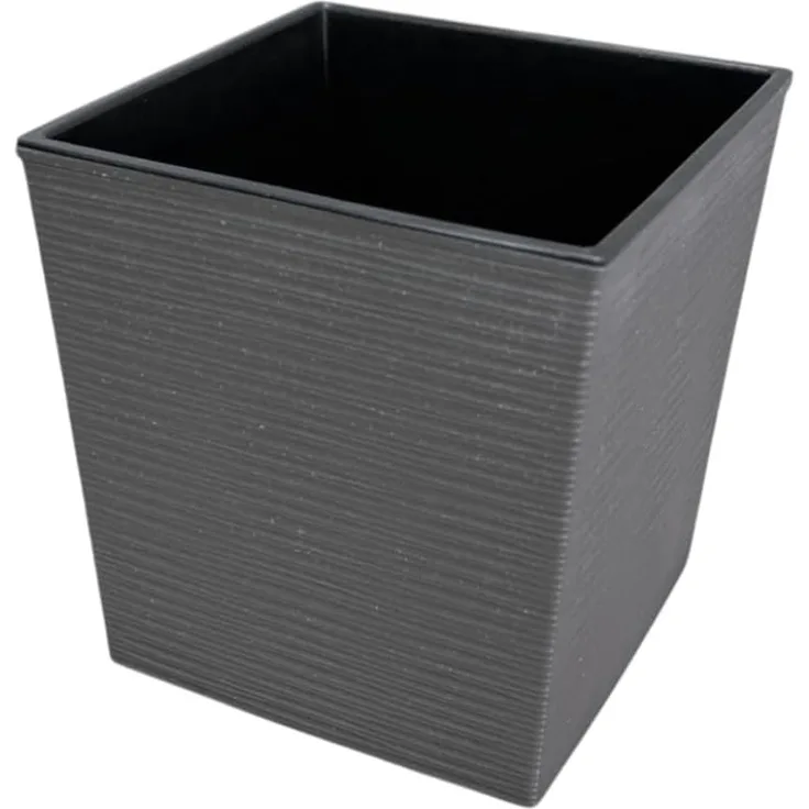 Engelland Pflanzkübel Blumentopf aus recyceltem Kunststoff & Holz (WPC), Rillenoptik (UV-beständig, wetterfest, quadratisch), Blumenkübel für Garten, Balkon, Terrasse, Innen- und Außenbereich