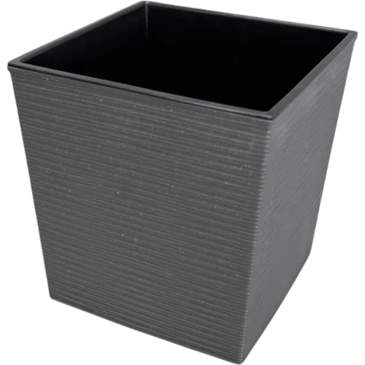 Engelland Pflanzkübel Blumentopf aus recyceltem Kunststoff & Holz (WPC), Rillenoptik (UV-beständig, wetterfest, quadratisch), Blumenkübel für Garten, Balkon, Terrasse, Innen- und Außenbereich