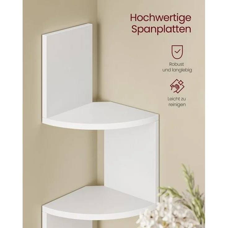 VASAGLE Eckregal mit LED-Beleuchtung, Wandregal 5 Ebenen, Schweberegal für Bücher, Bücherregal, Pflanzenregal für Schlafzimmer, Wohnzimmer, Badezimmer, Homeoffice, mattweiß LBC630W01 – Bild 4