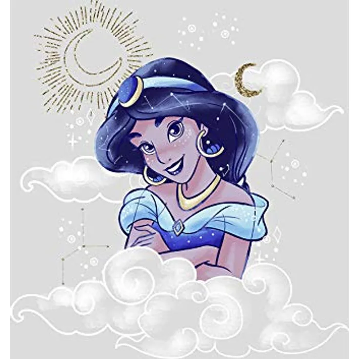 Komar Disney Wandbild Jasmin Clouds, Kunstdruck für Kinderzimmer, Größe: 50 x 70 cm, ohne Rahmen, hochwertiger Druck, MADE IN GERMANY