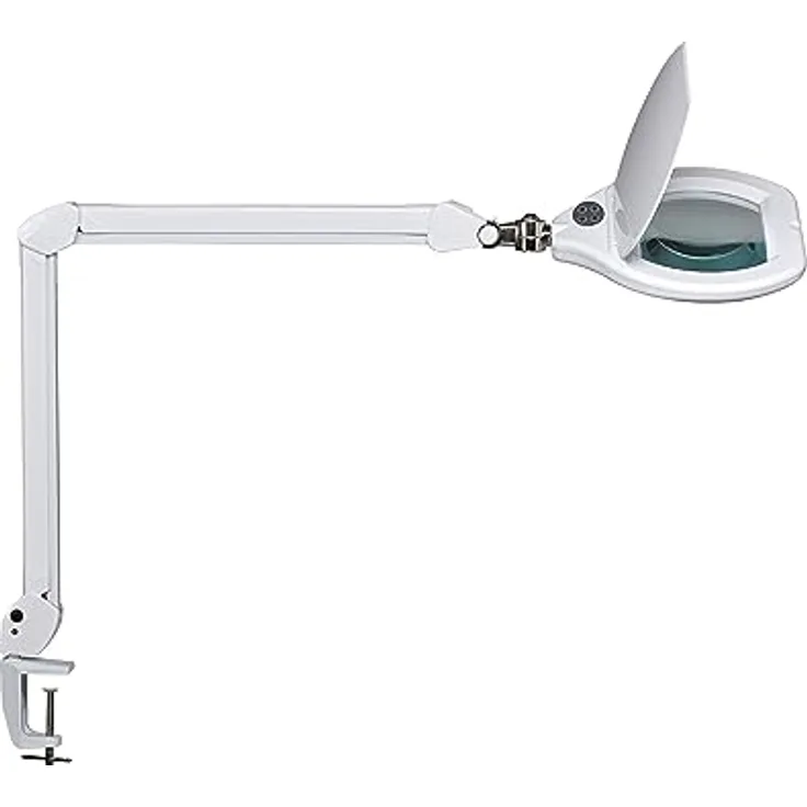 MAUL LED-Lupenleuchte Maulcrystal, stufenlos dimmbar, 17 Watt, Metall, weiß, 3 Dioptrien-Linse, 360° drehbar, 1868 Lumen