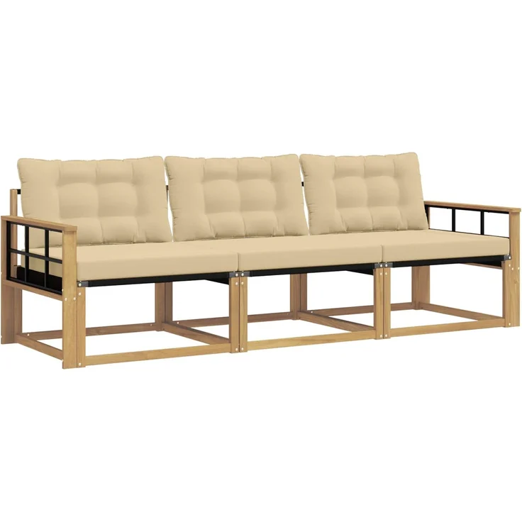 vidaXL Outdoor-Sofagarnitur 3 stk. Weiß und Beige 3388379 – Bild 2