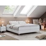 Boxspringbett - Doppelbett mit Multipocket-Matratze - LESS -200x200 - Weiß Kunstleder - H3