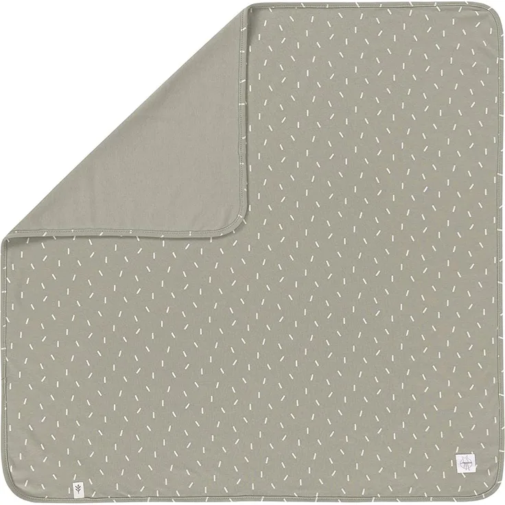 LÄSSIG Baby Schmusedecke Kuscheldecke GOTS zertifiziert weich/Interlock Baby Blanket 80x80 cm Speckles olive