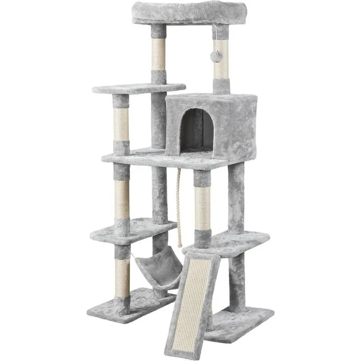 Yaheetech Kratzbaum 160 cm (H), Katzenbaum Spielhaus für Katzen, mit Katzenhaus & Hängematte