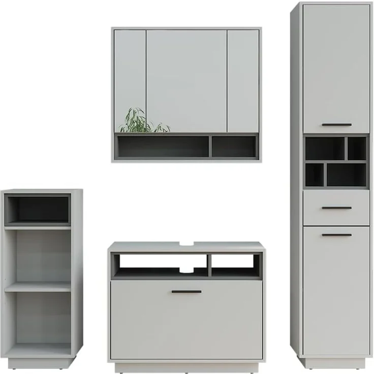Badmöbel-Set Beatrice Grau/Anthrazit 4-teilig Vicco – Bild 1