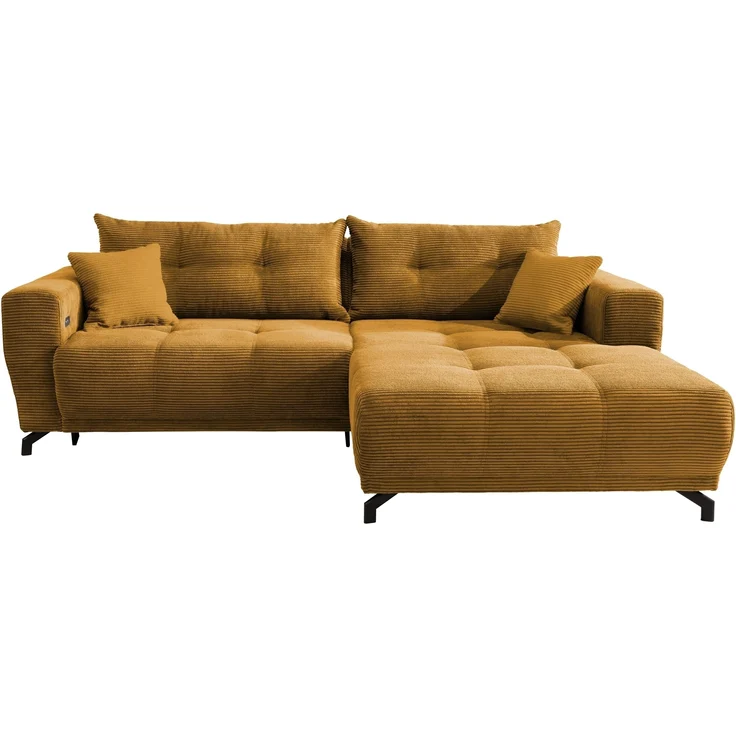 Polsterecke >Renard< elektrischer Sitzvorschub, Cord gold - 177x80x246cm (BxHxT) – Bild 4