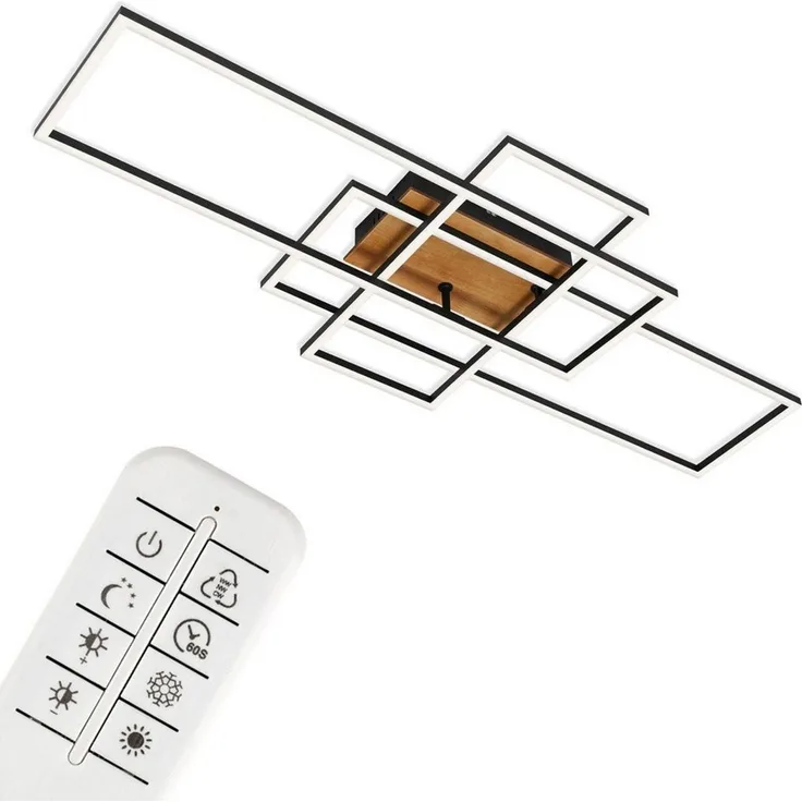 BRILONER - LED Deckenlampe mit Fernbedienung, dimmbar, einstellbar von warmweiß bis neutralweiß, LED Lampe, Deckenleuchte, Wohnzimmerlampe, Schlafzimmerlampe, Küchenlampe, 104 x 42 x 10,5 cm, Schwarz