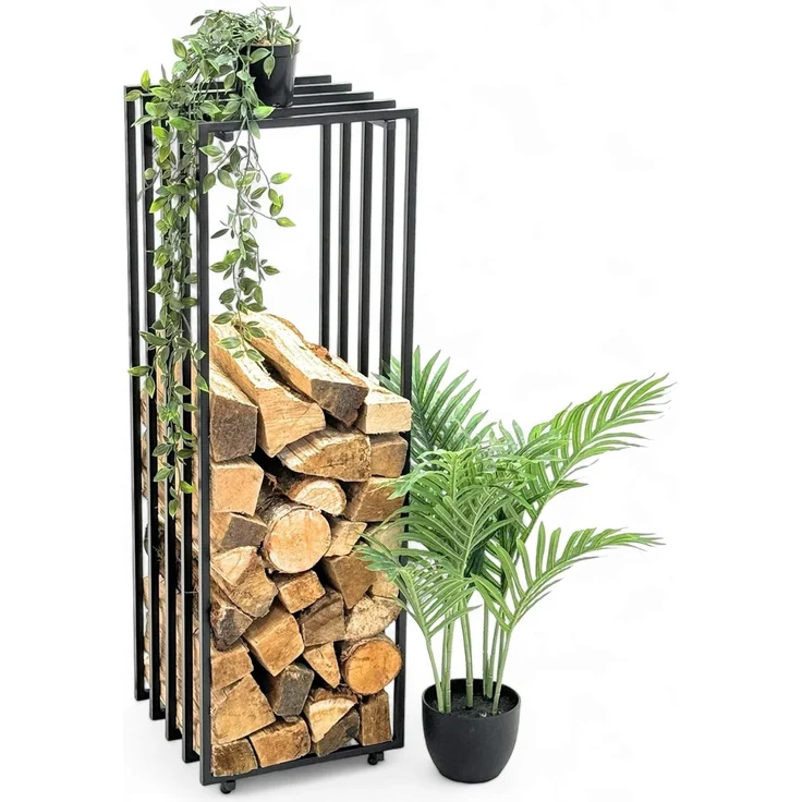 DanDiBo Kaminholzregal Innen Metall Schwarz Feuerholzregal Brennholzregal Kaminholzständer 96609 Kaminholzhalter – Bild 1