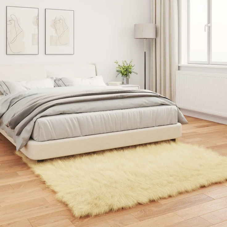 vidaXL Teppich aus Kunstschaffell TAFALLA Creme 160 x 160 cm Polyester 42021510 – Bild 4