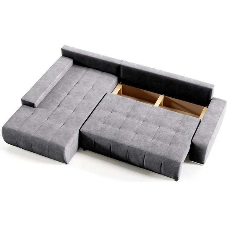 Beautysofa Ecksofa Draco L, Grau, Dunkelgrau, inkl. Wellenfedern Ecke mit Einfügung, mit Schlaffunktion – Bild 2