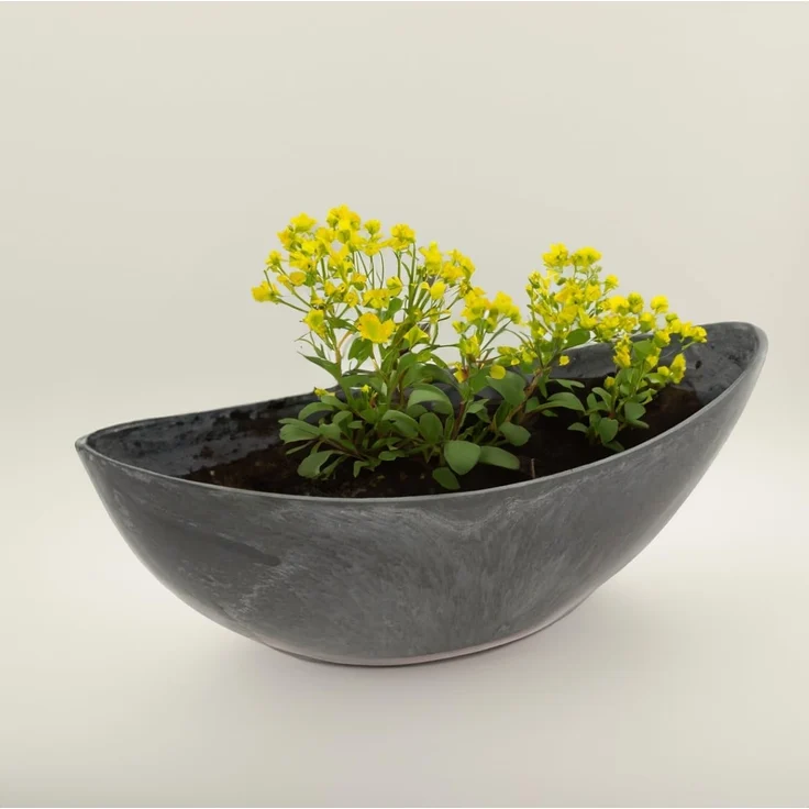 matches21 HOME & HOBBY Blumentopf Große Pflanzschale oval 66 cm für draussen Dekoschale schwarz (1 St), Blumen-Schale als wetterfeste Friedhof-Schale Grab-Schmuck Grabschale – Bild 3