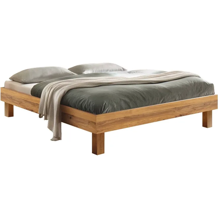 Hasena Bett Rapallo Wildeiche Massivholz, puristisch 160x210 cm, Komforthöhe 25 cm – Trento