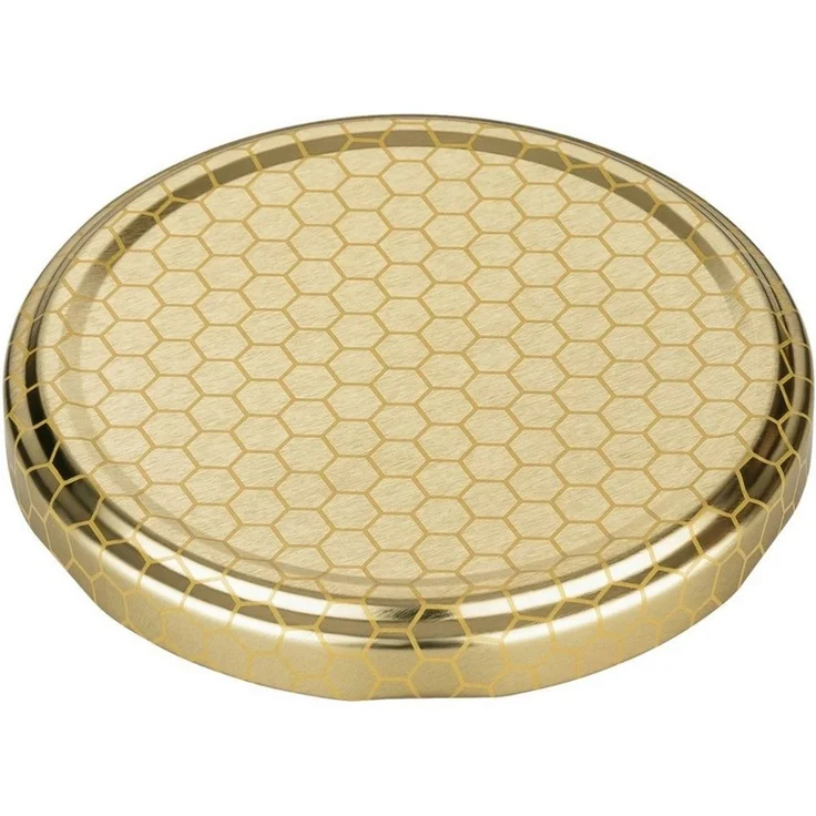 gouveo Honigglas 500g mit Schraub-Deckel - Leere Vorratsgläser 405 ml für Honig, Metall TO82 Bienenwabe, (24-tlg) – Bild 3