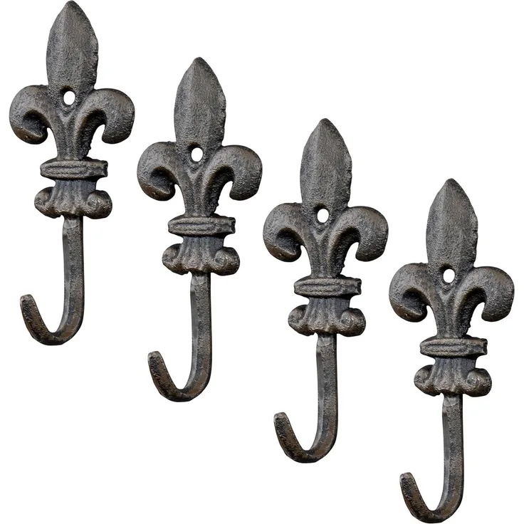 Levandeo® Garderobenhaken, 4er Set Set Haken Wandgarderobe Garderobe Gusseisen Antik Shabby Chic