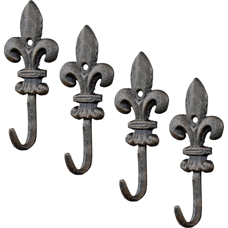 Levandeo® Garderobenhaken, 4er Set Set Haken Wandgarderobe Garderobe Gusseisen Antik Shabby Chic