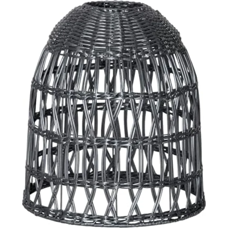 STAR TRADING Lampenschirm Lampenschirm Rattanstil KNUTE wetterfest Kunststoff grau D: 30cm – Bild 1