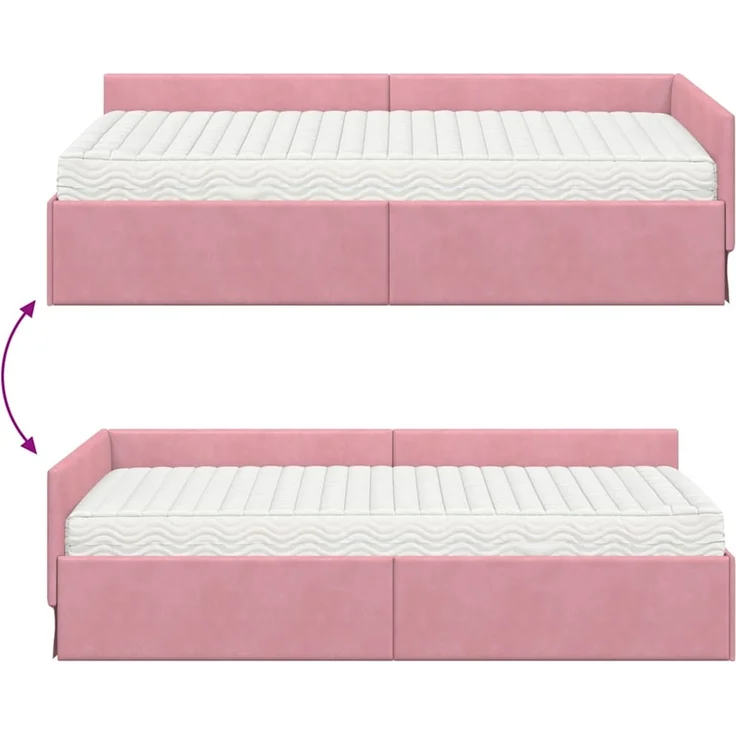 vidaXL Eckbettgestell mit Matratze Sonstiges 2 pcs Grau Samt 3393637 – Bild 12